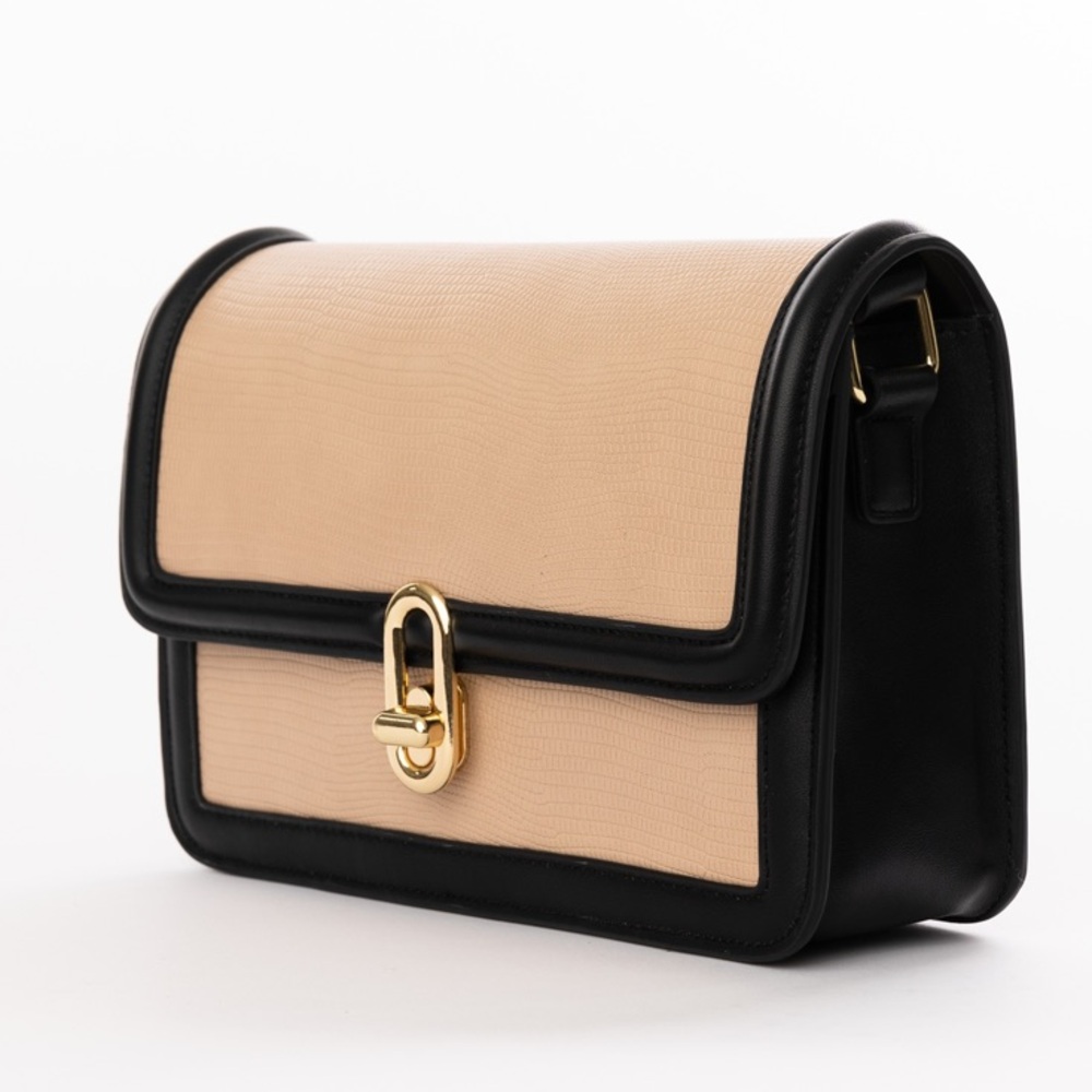 🖤 JULES KAE MIA Black & Cream Shoulder Bag With Rose Gold Tone Hardware - Picture 6 of 12